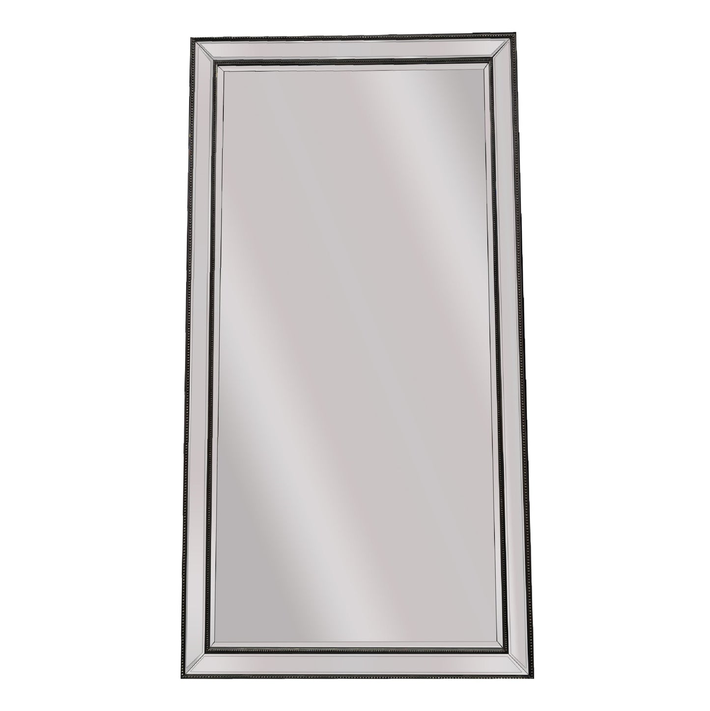 Image of black beaded framed mirror - x large 190cm x 100cm ideal for luxury casual home interiors