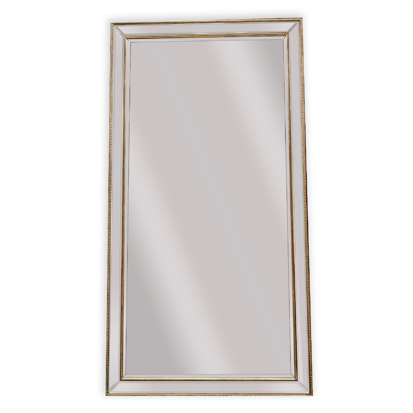 Image of gold beaded framed mirror - x large 190cm x 100cm ideal for luxury casual home interiors