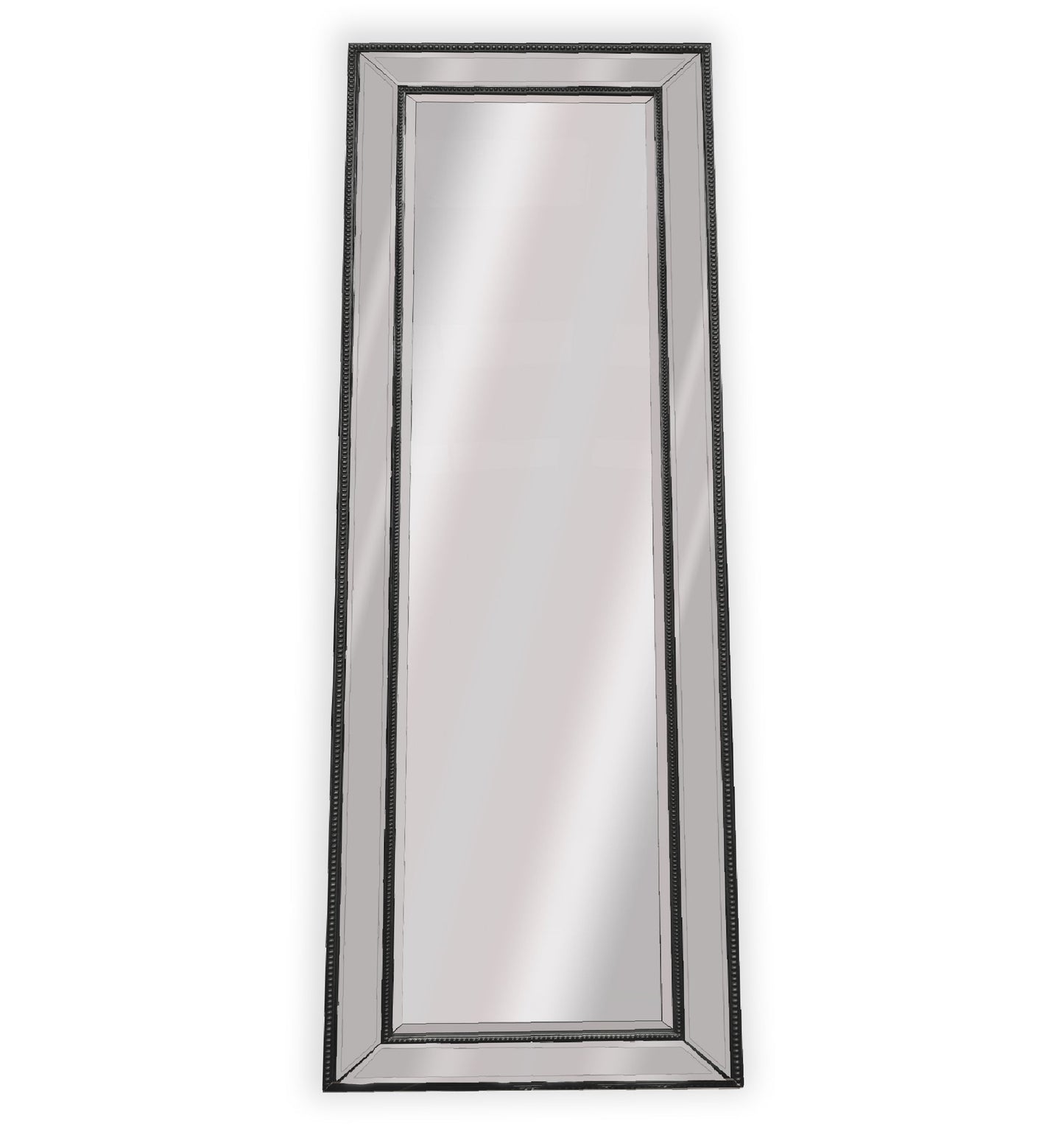 Image of medium black beaded framed mirror - 70cm x 170cm ideal for luxury casual home interiors