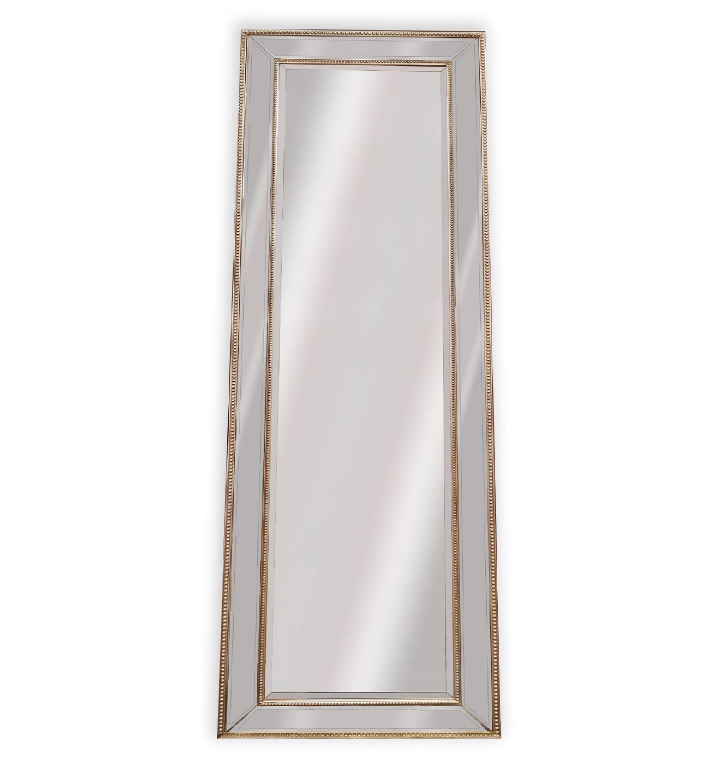 Image of medium gold beaded framed mirror - 70cm x 170cm ideal for luxury casual home interiors