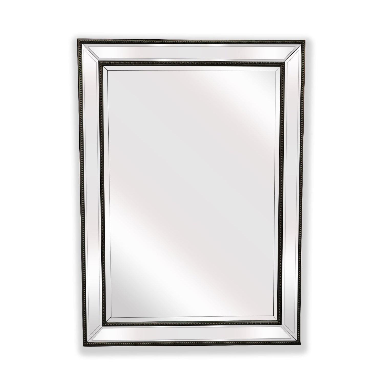 Image of black beaded framed mirror - rectangle 80cm x 110cm ideal for luxury casual home interiors