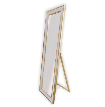 Image of gold beaded framed mirror - free standing 50cm x 170cm  ideal for luxury casual home interiors