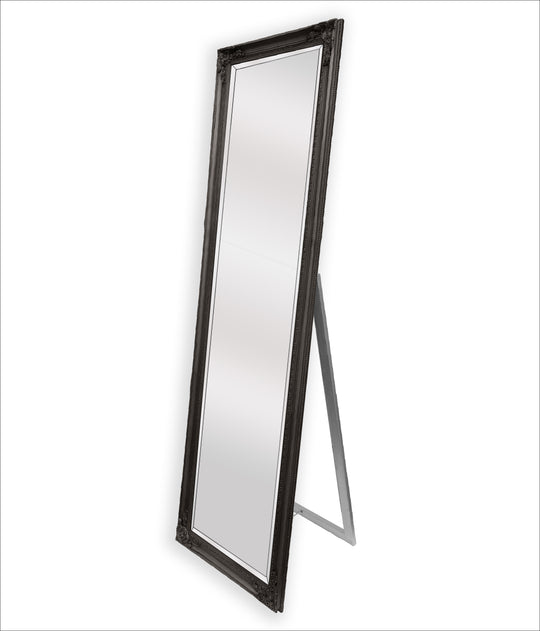 Image of french provincial ornate mirror - black - free standing 50cm x 170cm ideal for luxury casual home interiors