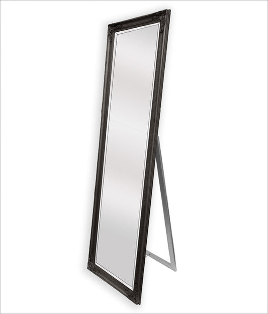 Image of french provincial ornate mirror - black - free standing 50cm x 170cm  ideal for luxury casual home interiors