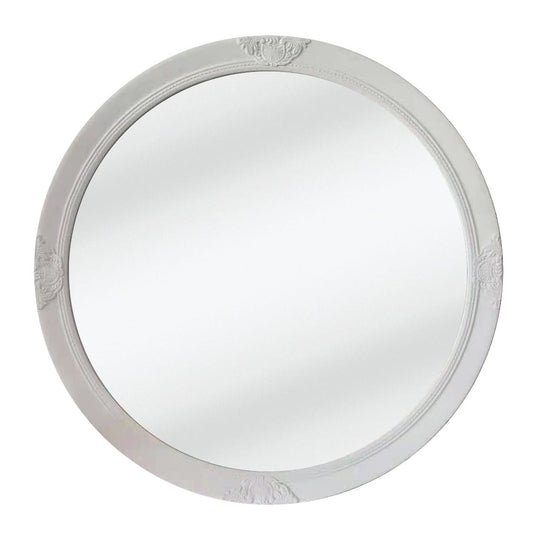 Image of french provincial ornate round mirror - white  ideal for luxury casual home interiors