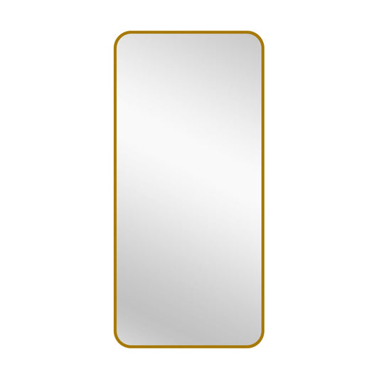 Image of gold metal rectangle mirror - medium 80cm x 170cm  ideal for luxury casual home interiors
