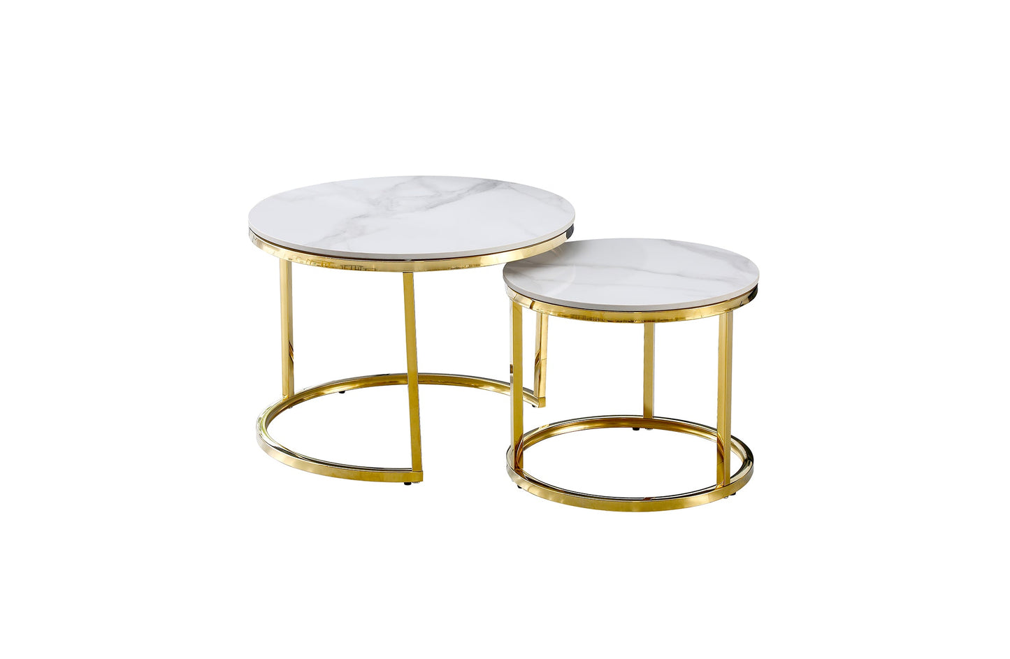 Image of nesting style coffee table - white on gold - 60cm/45cm ideal for luxury casual home interiors