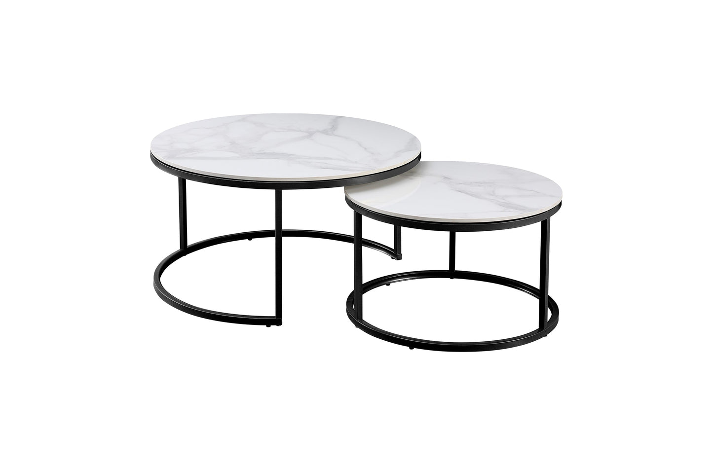 Image of nesting style coffee table - white on black - 80cm/60cm ideal for luxury casual home interiors