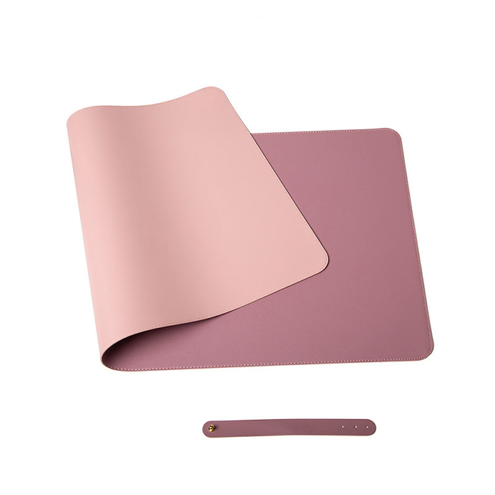 Image of pink 90cm*45cm dual side office desk pad waterproof pu leather computer mouse pad suitable for aged care, corporate offices, and commercial settings