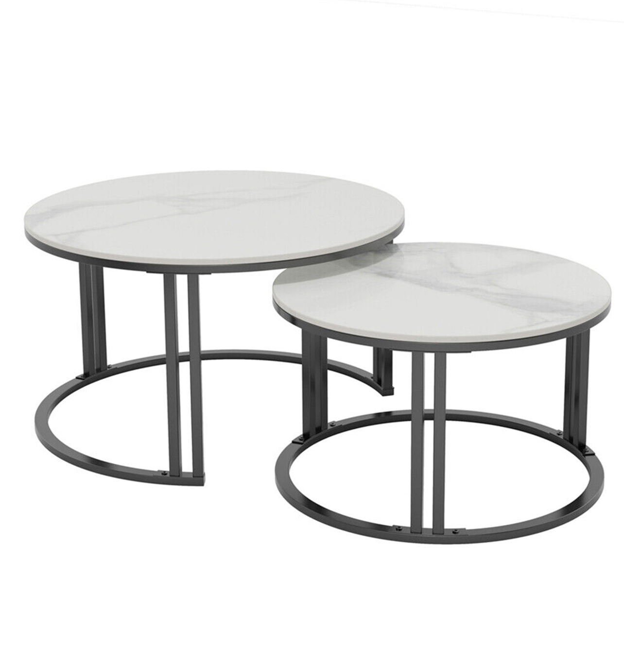Image of interior ave - premier nested coffee table set - white marble stone versatile for both home and professional use