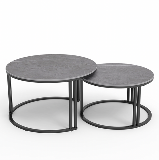Image of interior ave - premier nested coffee table set - grey stone  versatile for both home and professional use