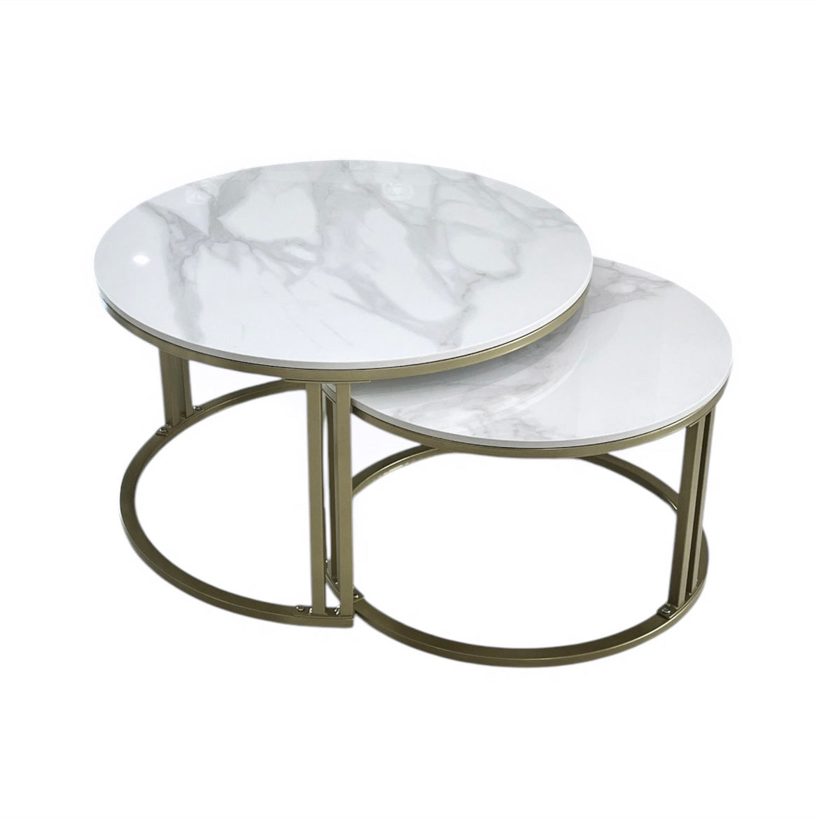 Image of interior ave - premier nested coffee table set - white marble stone versatile for both home and professional use
