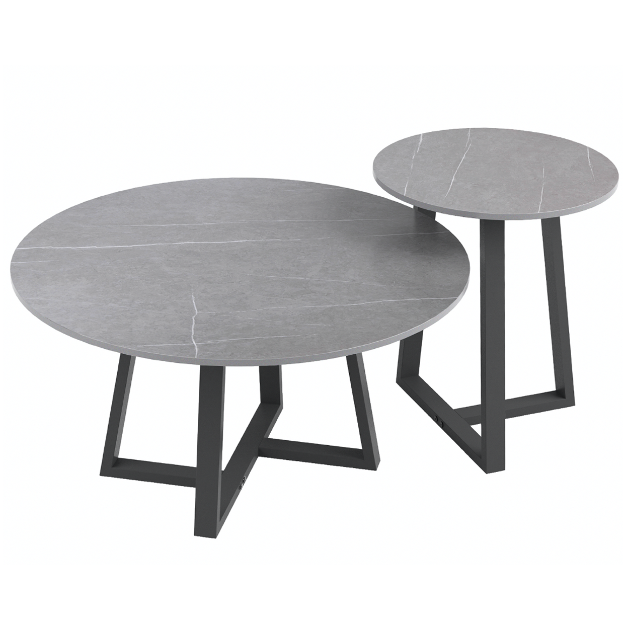 Image of interior ave - broadway two tier coffee table set - stone grey ideal for luxury casual home interiors