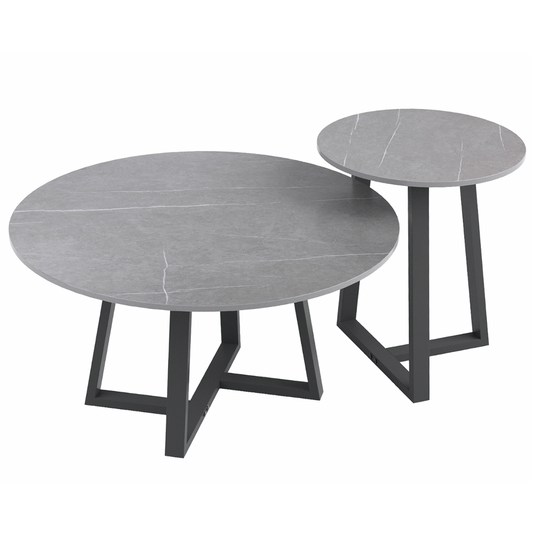 Image of interior ave - broadway two tier coffee table set - stone grey  ideal for luxury casual home interiors