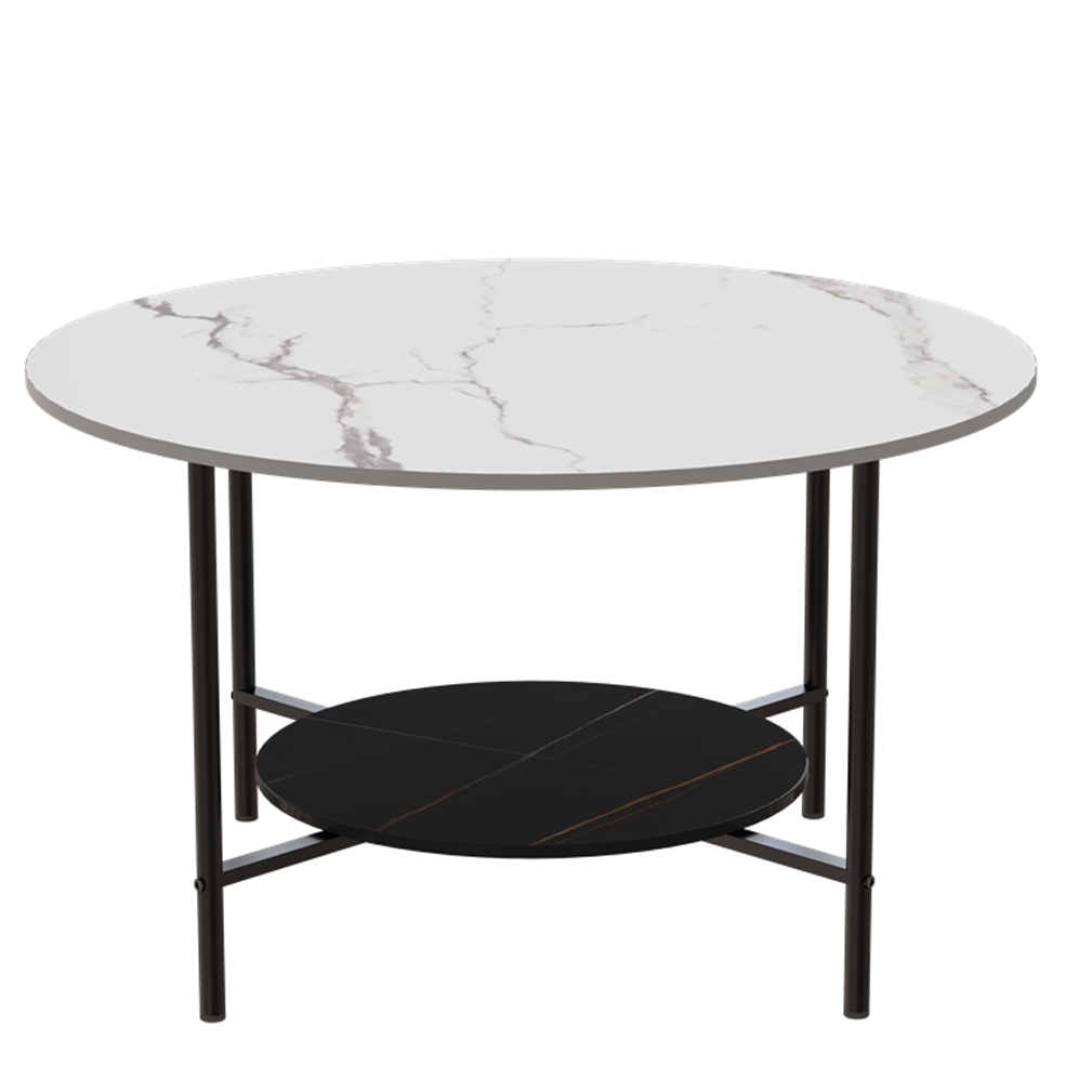 Image of interior ave - duke round two tier stone coffee table ideal for luxury casual home interiors