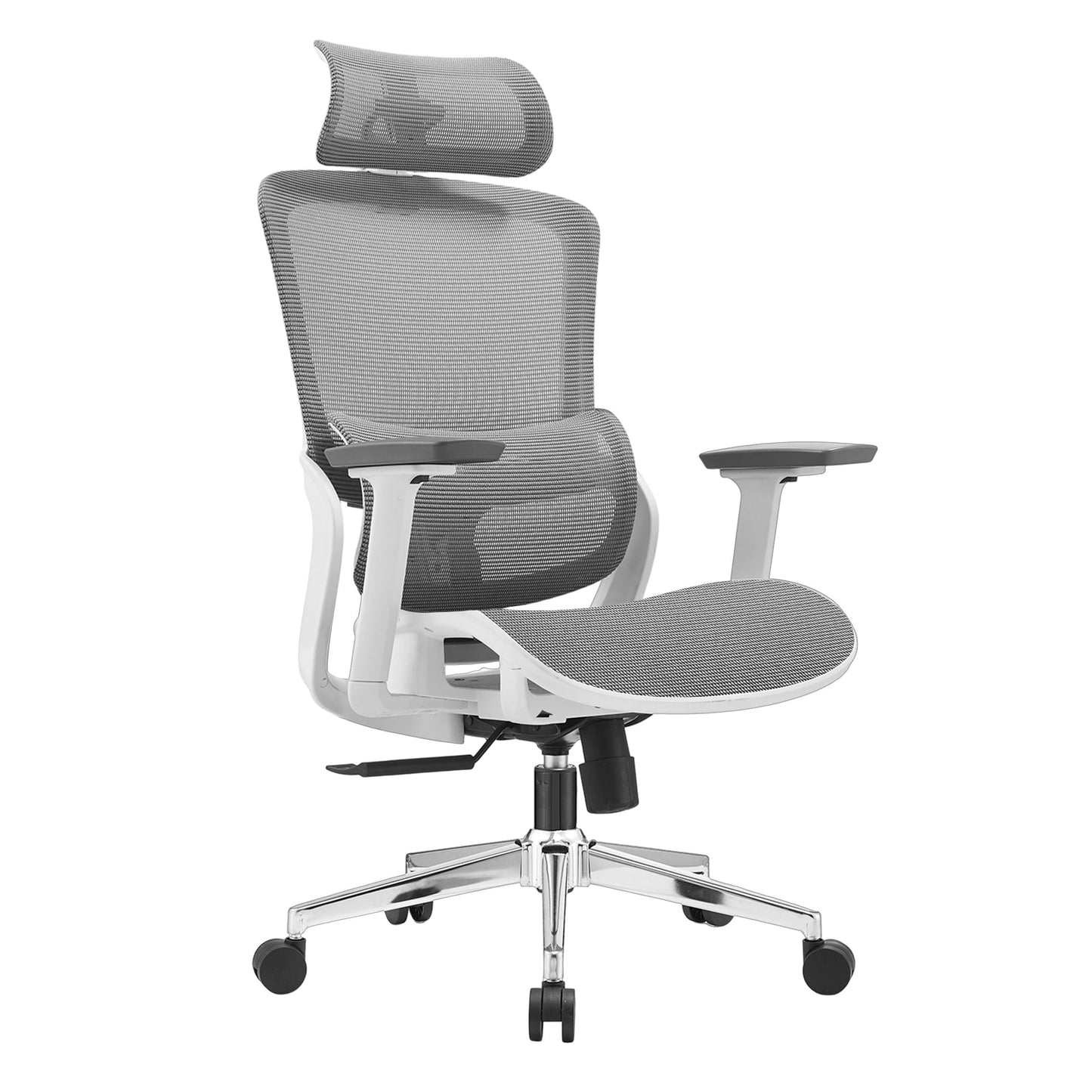 Image of elena high back full mesh ergonomic office chair in grey suitable for aged care, corporate offices, and commercial settings