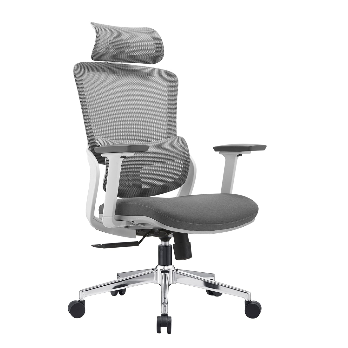 Image of elena high back fabric seat ergonomic office chair in grey suitable for aged care, corporate offices, and commercial settings