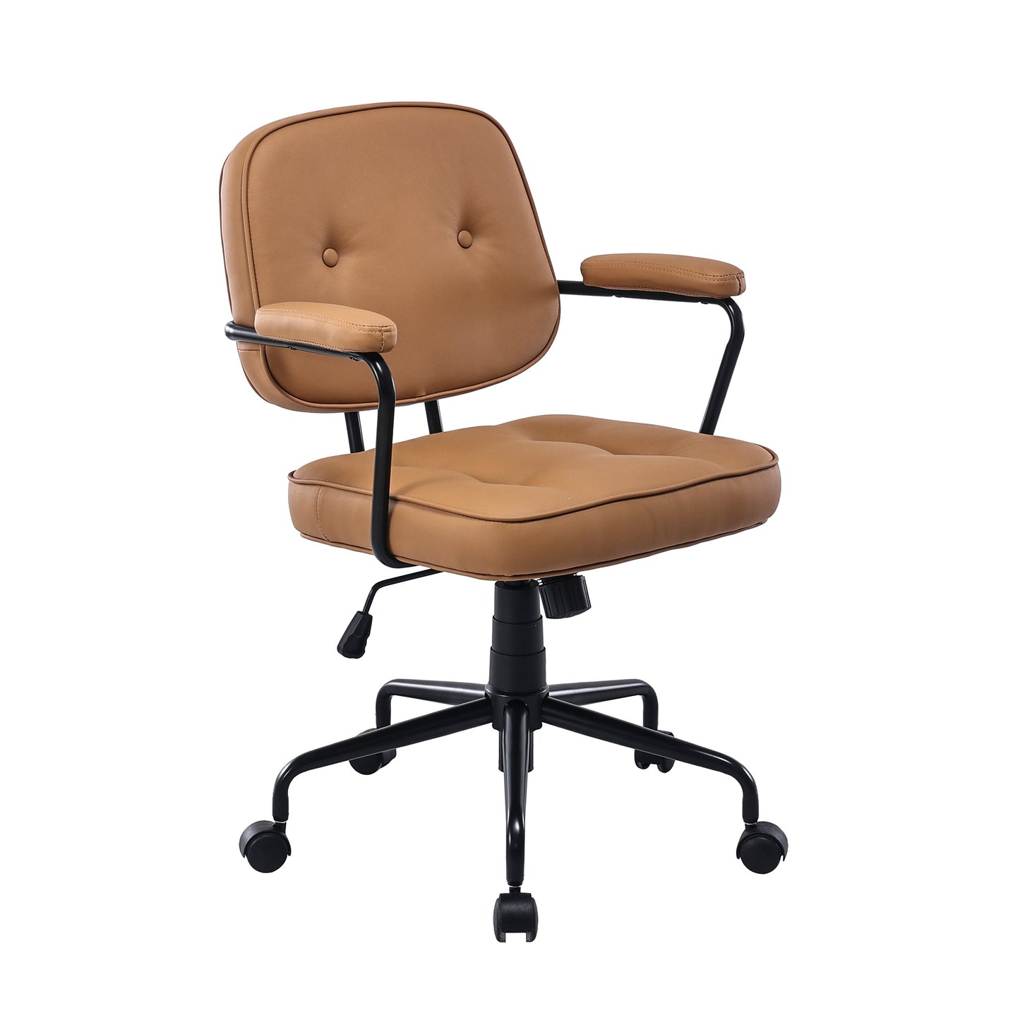 Image of louise black frame faux leather home office chair in brown versatile for both home and professional use