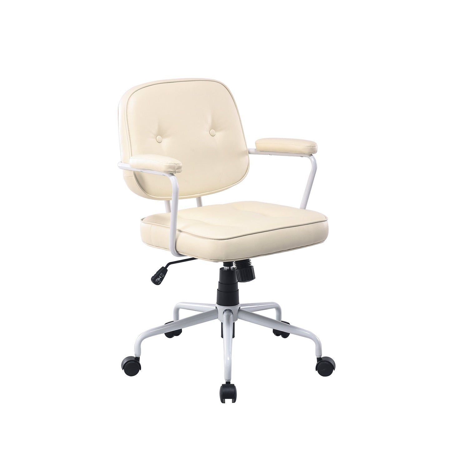 Image of louise white frame faux leather home office chair in beige versatile for both home and professional use