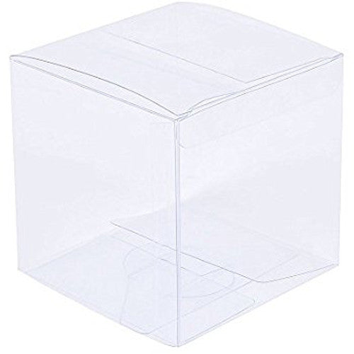 Image of 20 piece pack -pvc clear see through plastic 15cm square cube box - large bomboniere product exhibition gift suitable for aged care, corporate offices, and commercial settings
