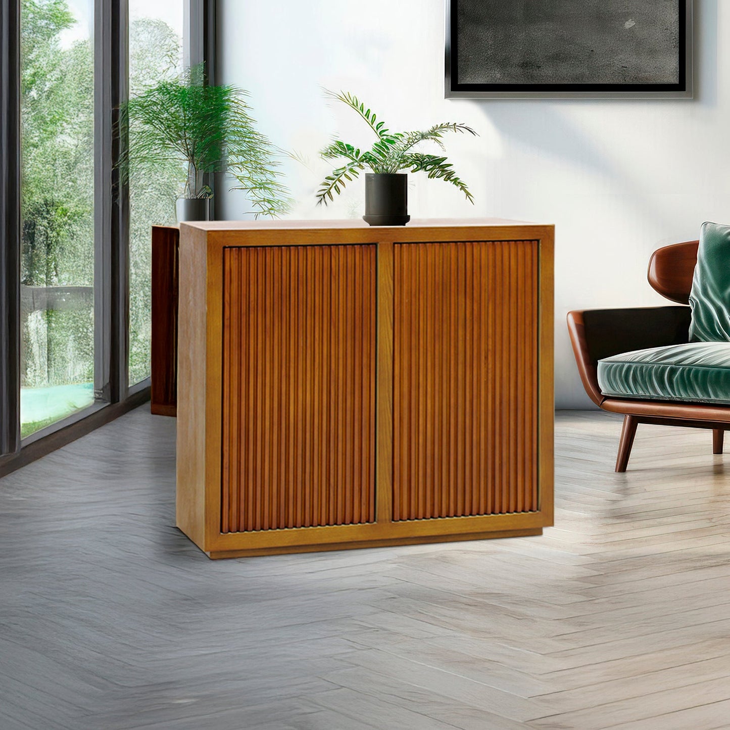 Image of buffet mdf brown colour two doors sideboard storage cabinet available at The Epic Shop