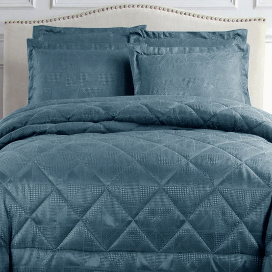 Image of hotel living eli jacquard comforter set queen blue  ideal for luxury casual home interiors