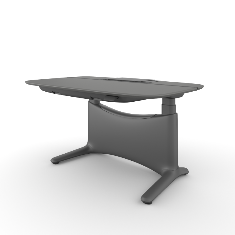 Image of 1.2m ufou upon standing desk height adjustable motorised electric sit stand table riser suitable for aged care, corporate offices, and commercial settings