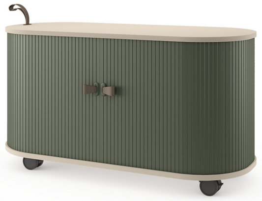 Image of ufou fitin rollin mobile roller shutter cabinet - storage with adjustable shelves & wheels  versatile for both home and professional use