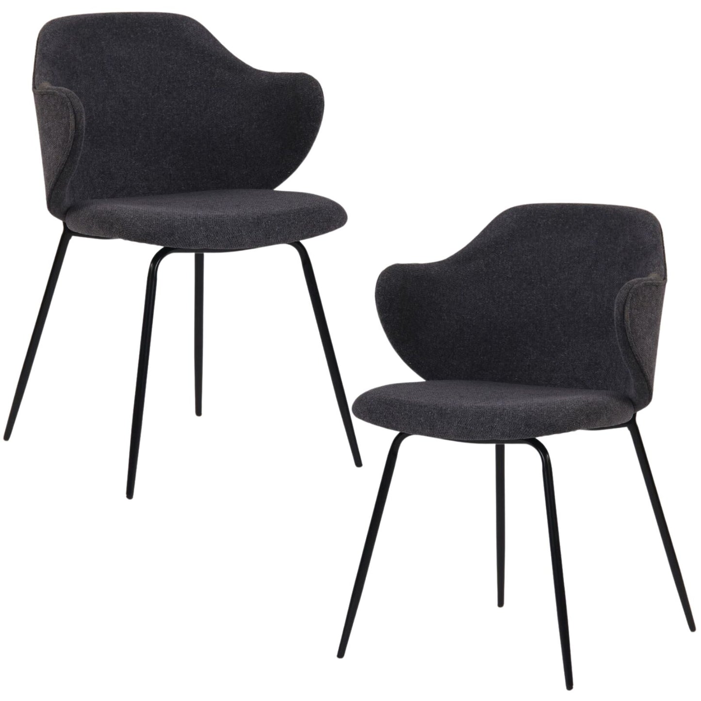 Image of set of 2 dining chairs in graphite ideal for luxury casual home interiors