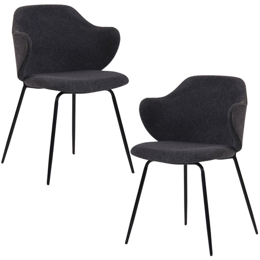 Image of set of 2 dining chairs in graphite  ideal for luxury casual home interiors