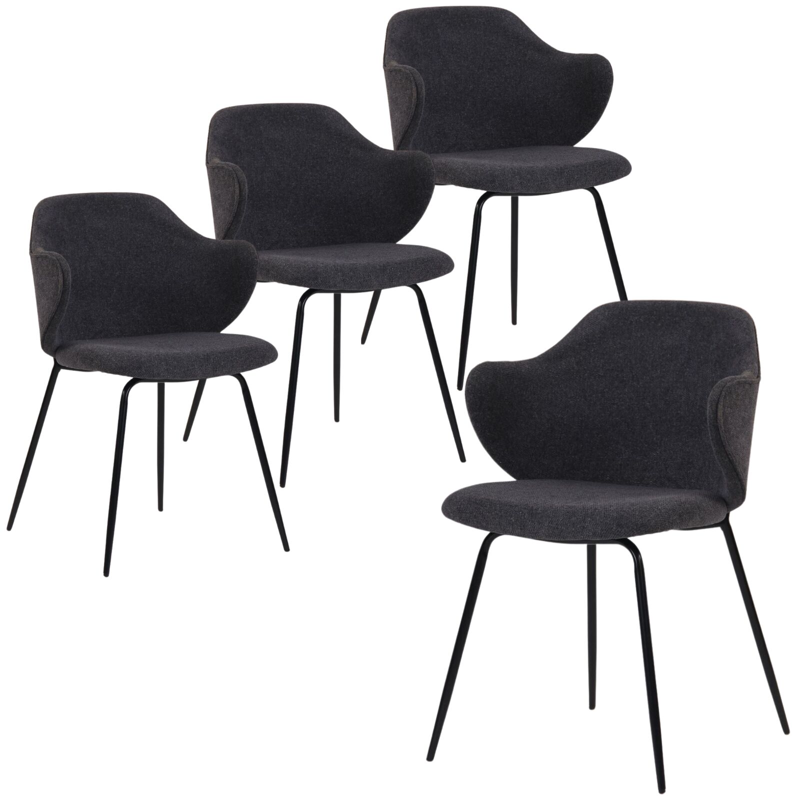 Image of set of 4 dining chairs in graphite  ideal for luxury casual home interiors