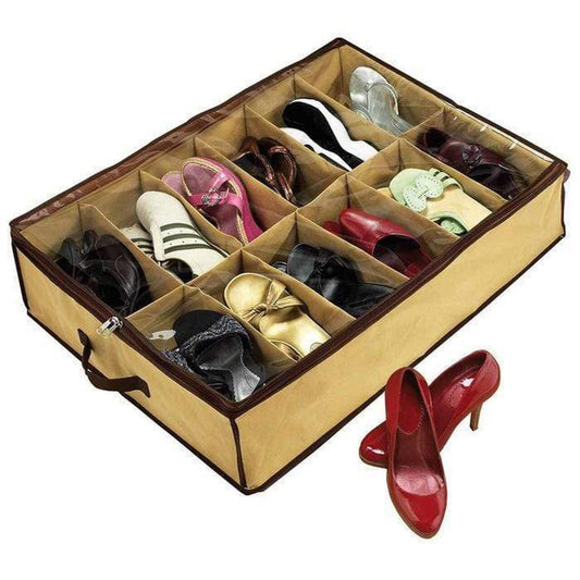 Image of shoe organiser 12 pair under bed storage zippered breathable wardrobe closet bag  available at The Epic Shop