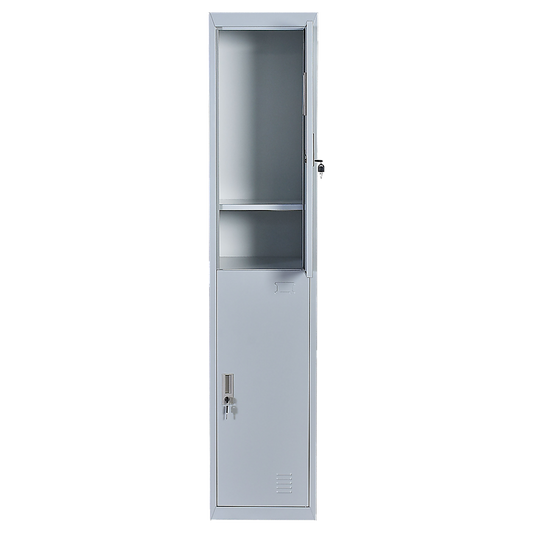 Image of two-door office gym shed storage lockers  suitable for aged care, corporate offices, and commercial settings