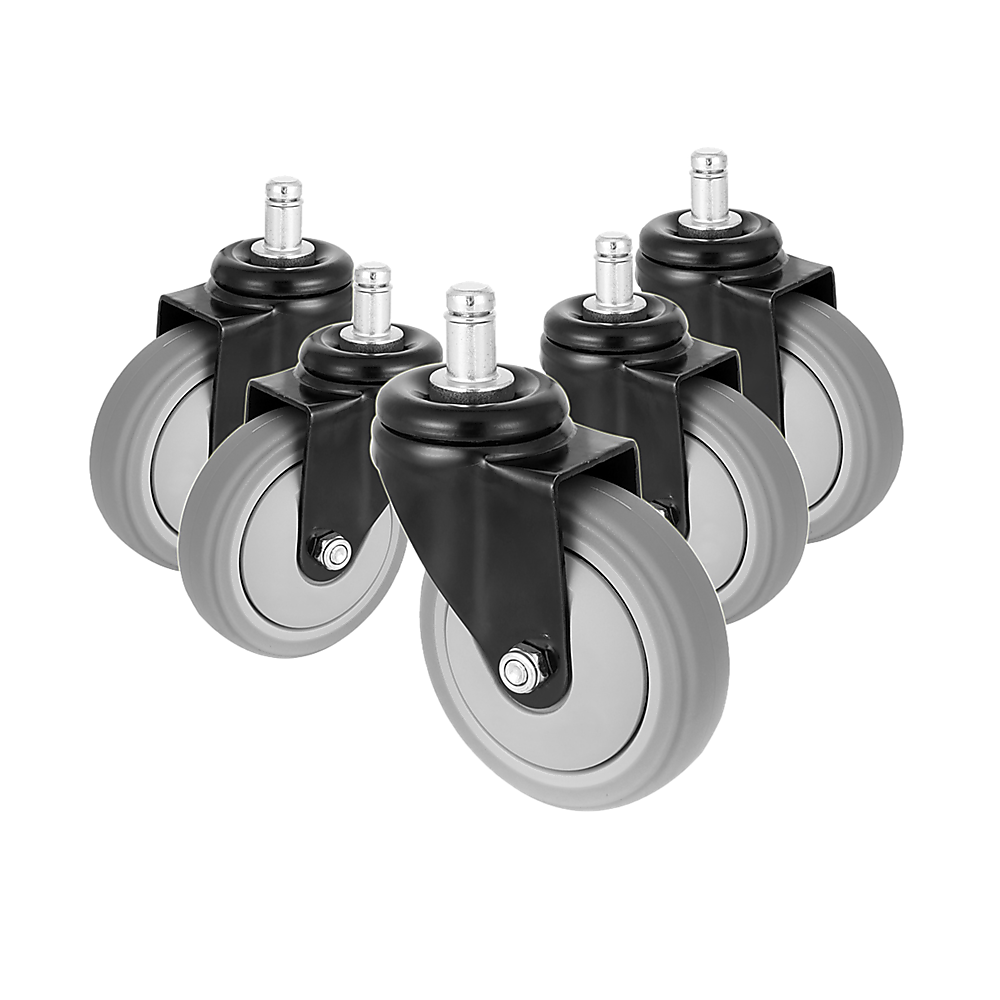 Image of 5x office chair caster wheels set heavy duty & safe for all floors w/universal fit suitable for aged care, corporate offices, and commercial settings
