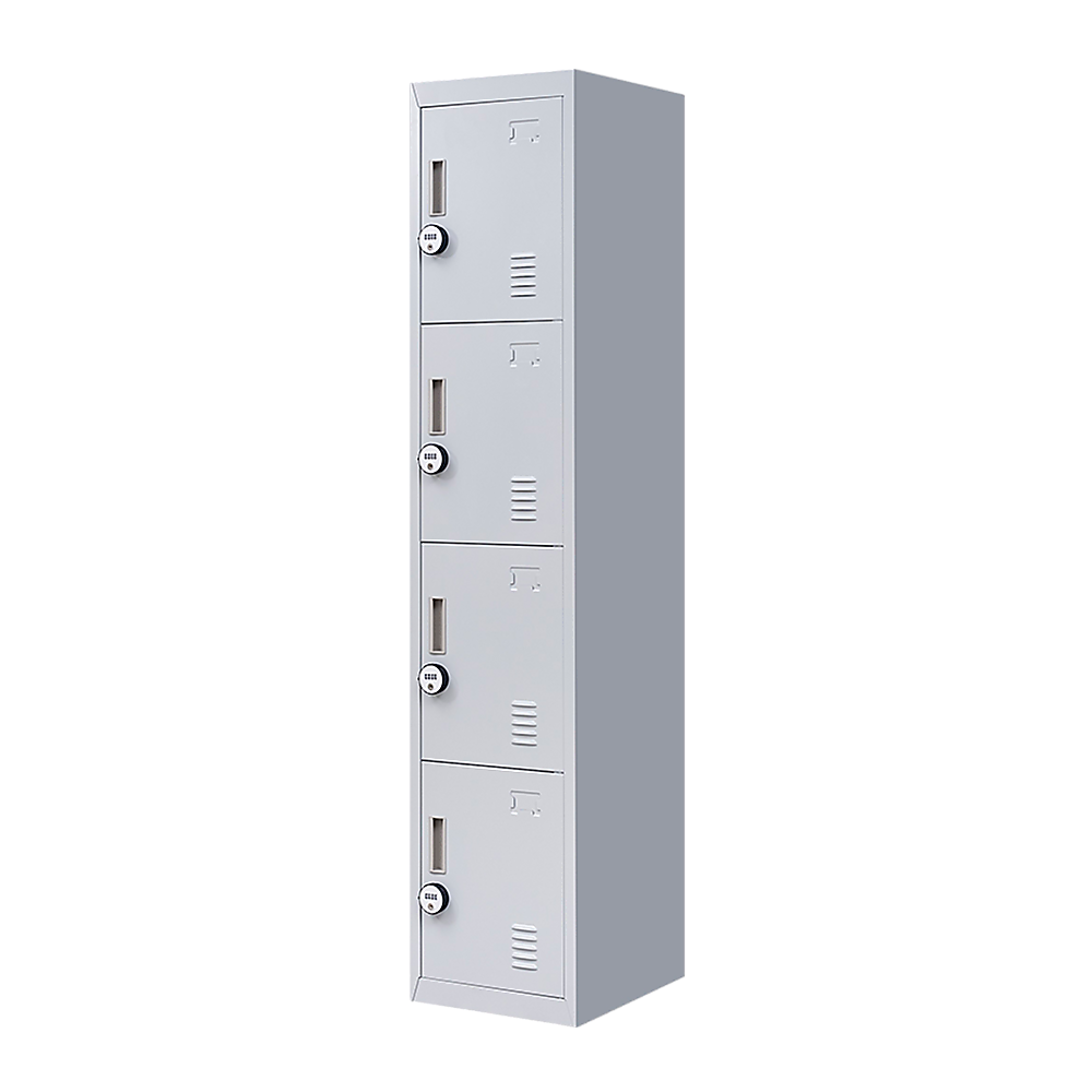Image of 4-door vertical locker for office gym shed school home storage versatile for both home and professional use