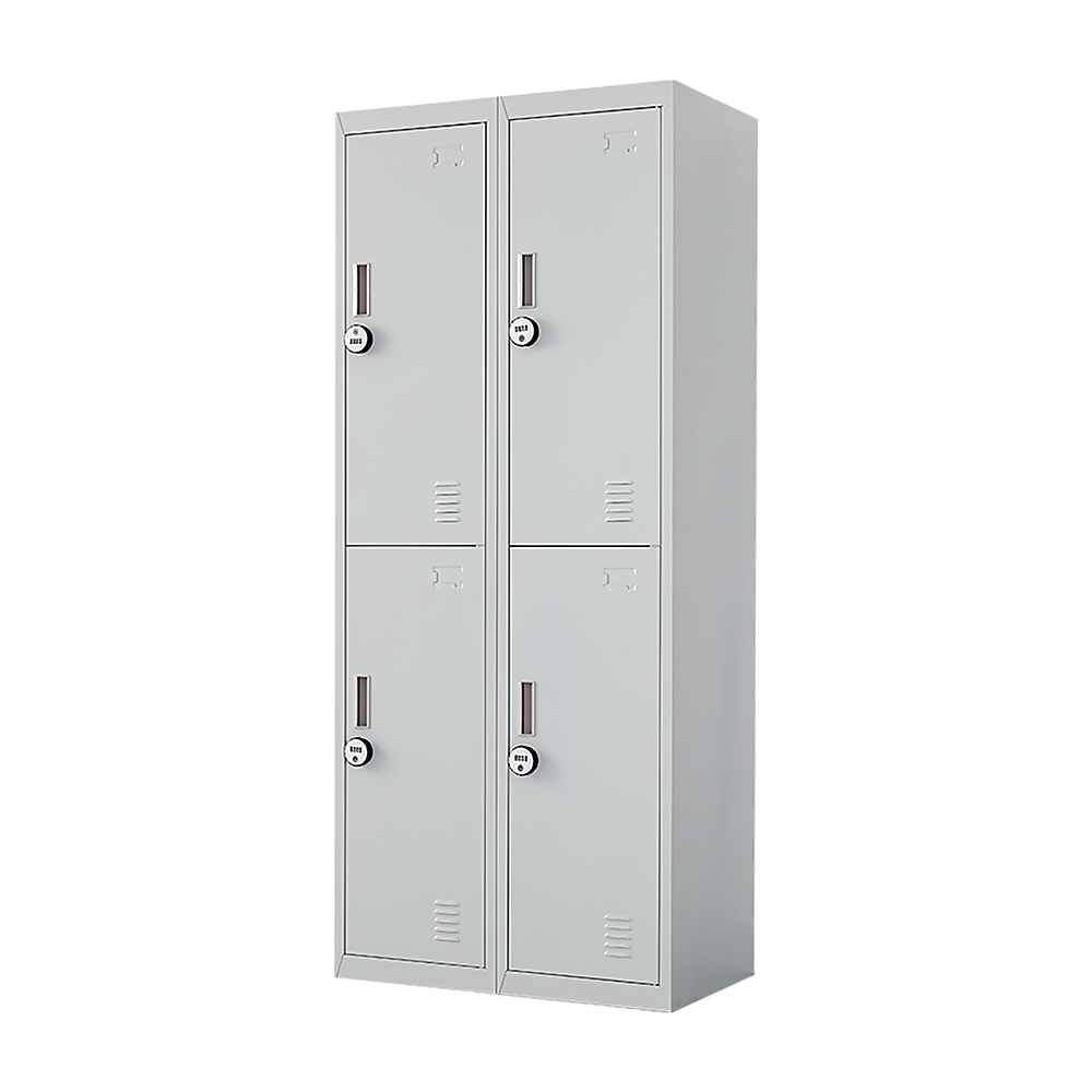 Image of four-door office gym shed storage locker suitable for aged care, corporate offices, and commercial settings