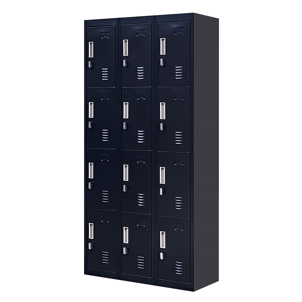 Image of 12-door locker for office gym shed school home storage - padlock-operated versatile for both home and professional use