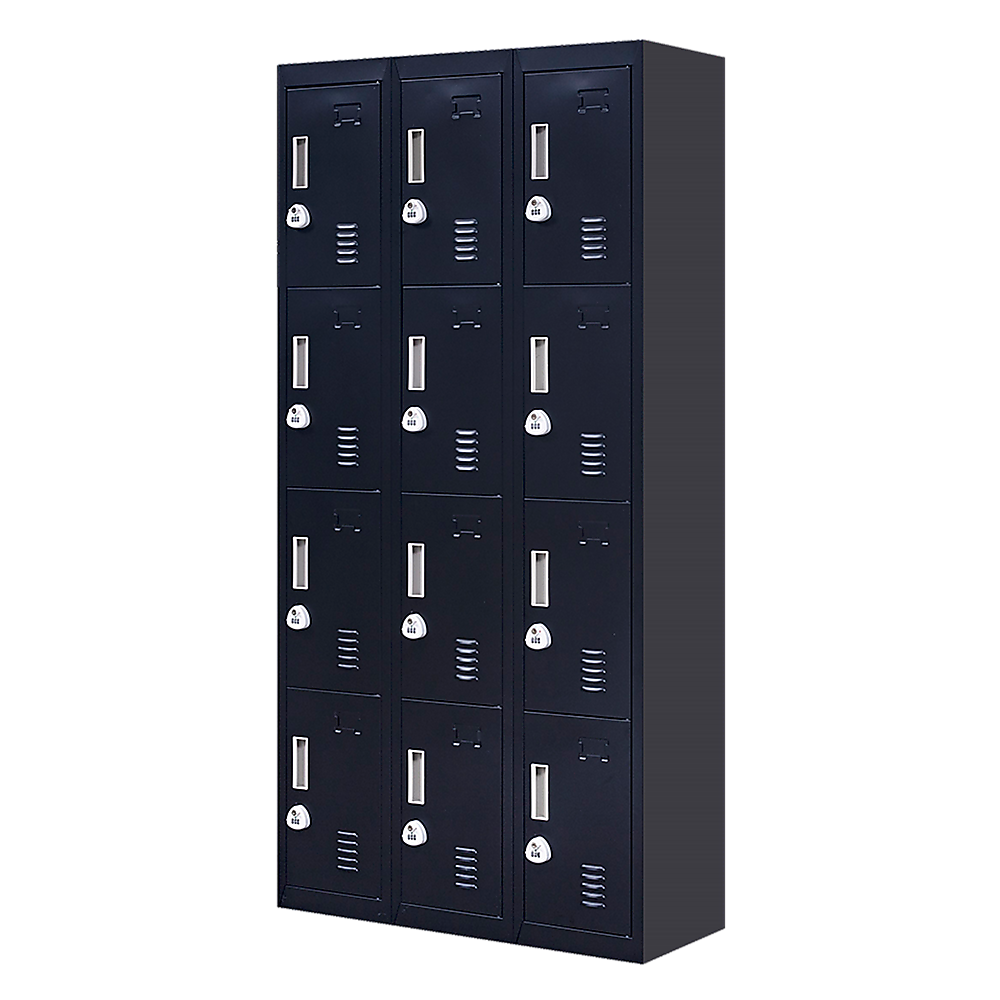 Image of 12-door locker for office gym shed school home storage - 3-digit combination lock versatile for both home and professional use