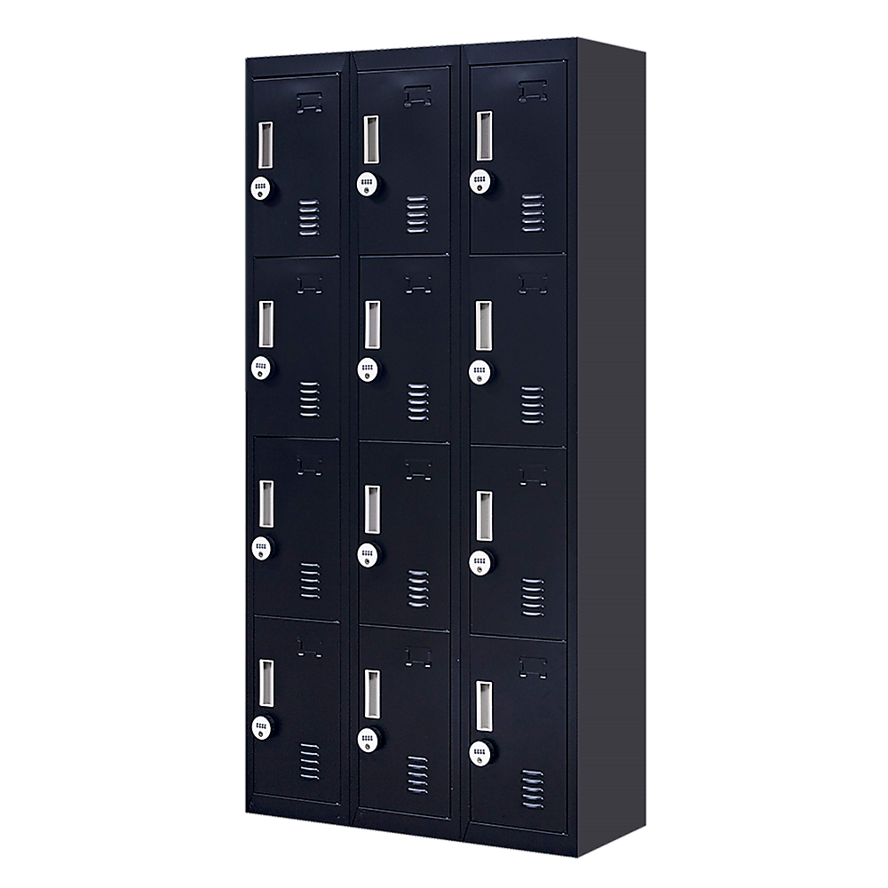 Image of 12-door locker for office gym shed school home storage - 4-digit combination lock versatile for both home and professional use