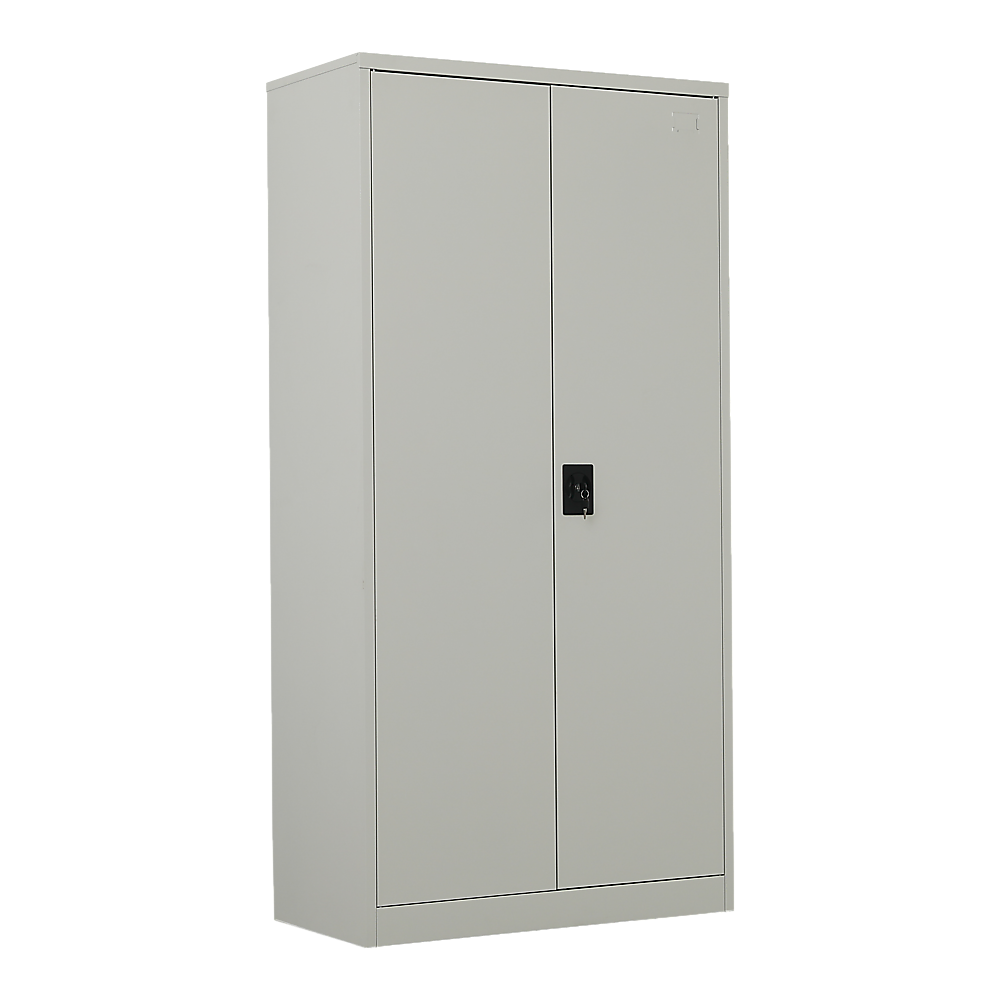 Image of two-door metal cabinet shelf storage for home office gym versatile for both home and professional use