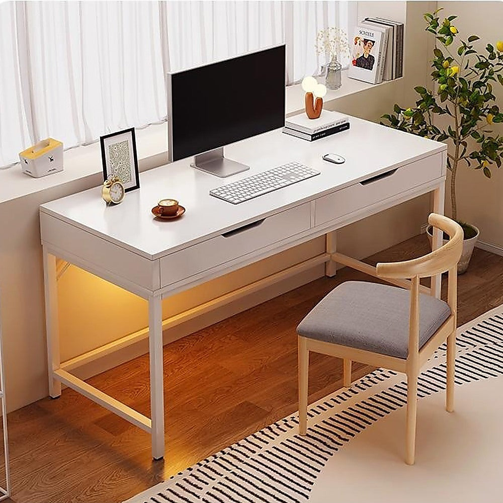 Image of white computer desk pc laptop table gaming desk home office study furniture versatile for both home and professional use