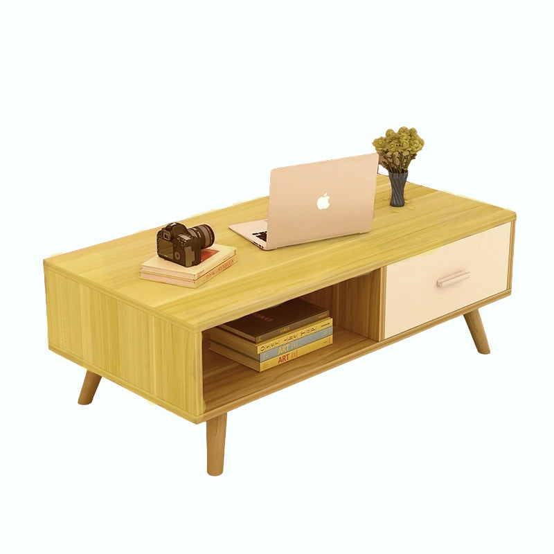 Image of nnecn coffee table with storage drawer and open shelf ideal for luxury casual home interiors