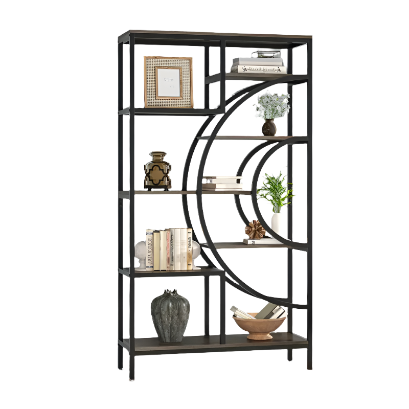 Image of nnetmlt 8-tier 71-inch industrial geometric bookcase with metal frame versatile for both home and professional use