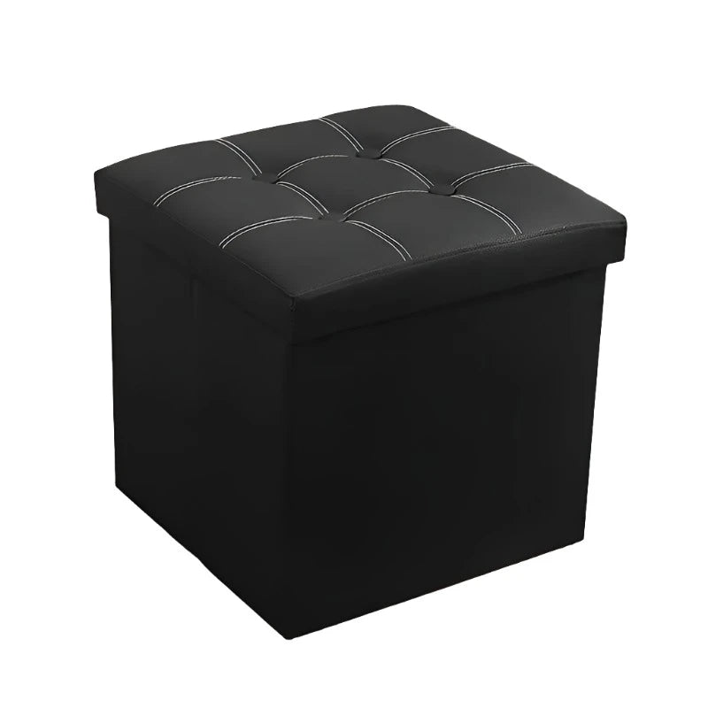 Image of nnetm faux leather storage ottoman - black, 55l ideal for luxury casual home interiors