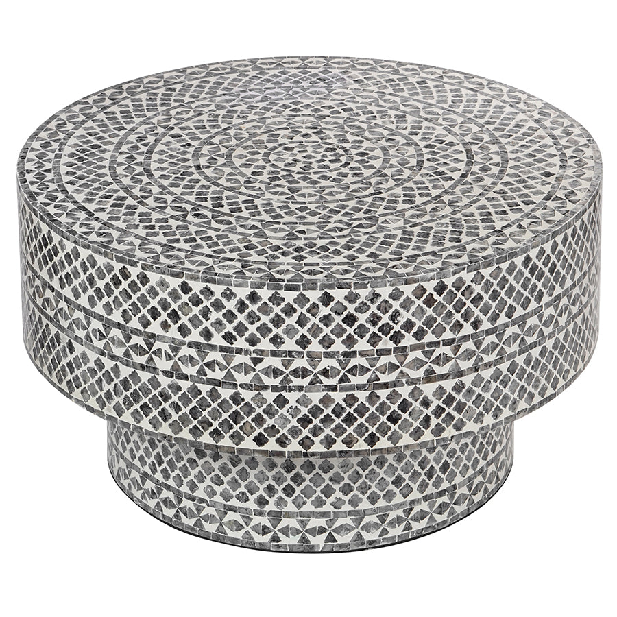 Image of diamond mother of pearl coffee table black ideal for luxury casual home interiors
