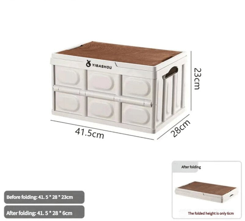 Image of collapsible white outdoor storage box | large capacity, foldable to 6cm, durable design versatile for both home and professional use