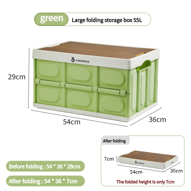 Image of 54*36*29 cm collapsible green outdoor storage box | large capacity, foldable to 7cm, durable design versatile for both home and professional use