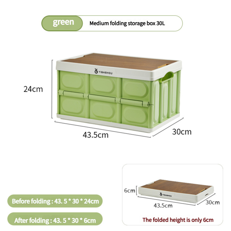 Image of 43.5*30*24 cm collapsible green outdoor storage box | large capacity, foldable to 6cm, durable design versatile for both home and professional use