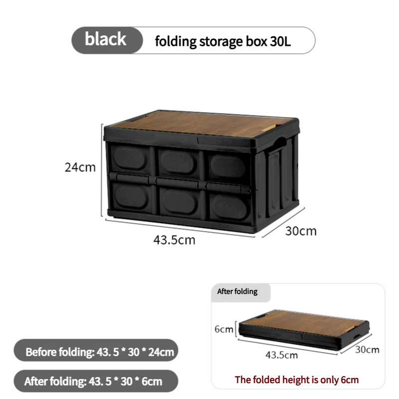 Image of 43.5*30*24 cm collapsible black outdoor storage box | large capacity, foldable to 6cm, durable design versatile for both home and professional use