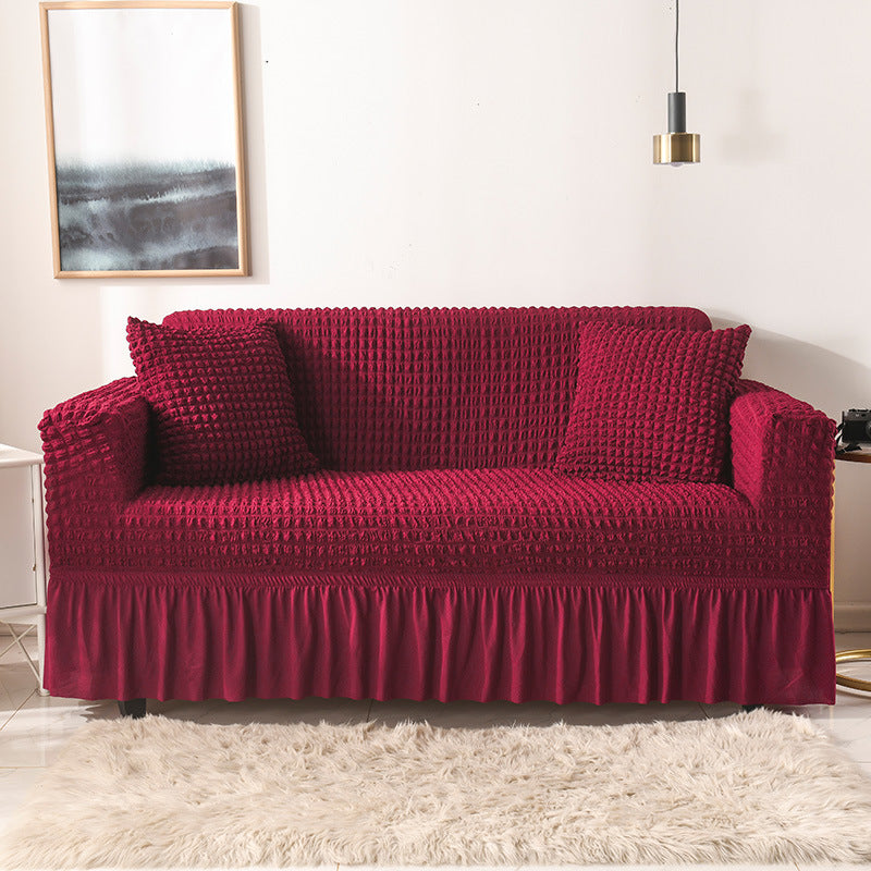 Image of elastic sofa cover wine red (90-140cm) ideal for luxury casual home interiors
